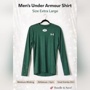Under Armour HeatGear Long Sleeve Shirt Green Athletic Top XL
